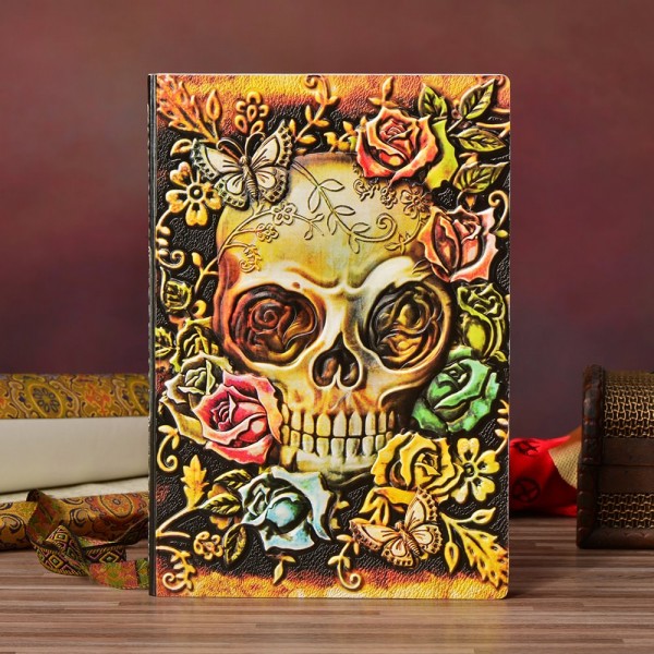 3D Skull Vintage Leather Journal Writing Notebook