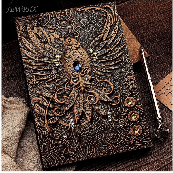3D Phoenix Vintage Leather Journal Writing Notebook