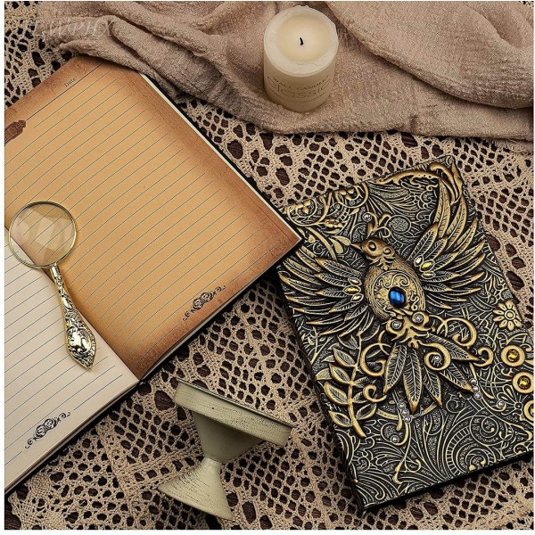 3D Phoenix Vintage Leather Journal Writing Notebook
