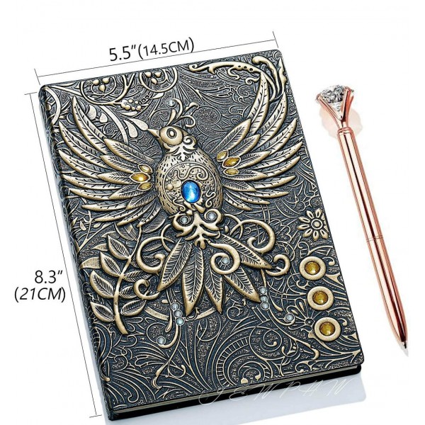 3D Phoenix Vintage Leather Journal Writing Notebook