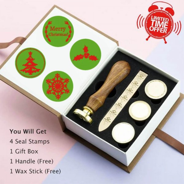 Wax Seal Stamp Set, 4 Pieces Sealing Wax Stamps - Christmas