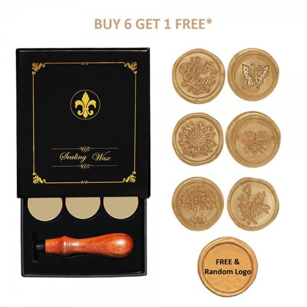 Wax Seal Stamp Set, Retro Wax Stamp Seals kit, Copper Seals+ Wooden Handle (Life Series)