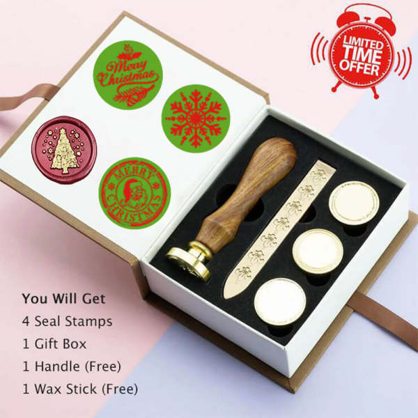 Wax Seal Stamp Set, 4 Pieces Sealing Wax Stamps - Christmas