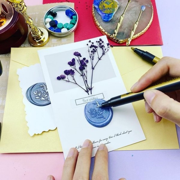 Wax Seal Stamp Set, Retro Wax Stamp Seals kit, Copper Seals+ Wooden Handle (Love Series)