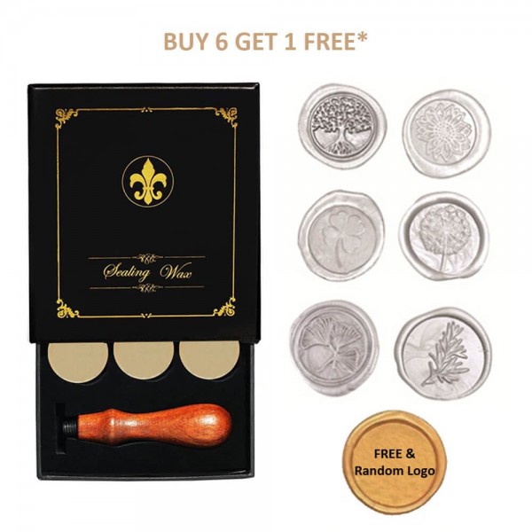 Wax Seal Stamp Set, Retro Wax Stamp Seals kit, Copper Seals+ Wooden Handle (Plant Series)
