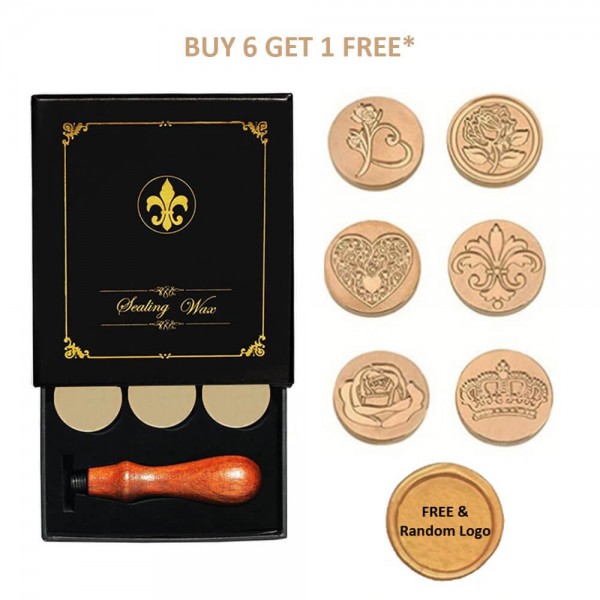 Wax Seal Stamp Set, Retro Wax Stamp Seals kit, Copper Seals+ Wooden Handle (Love Series)