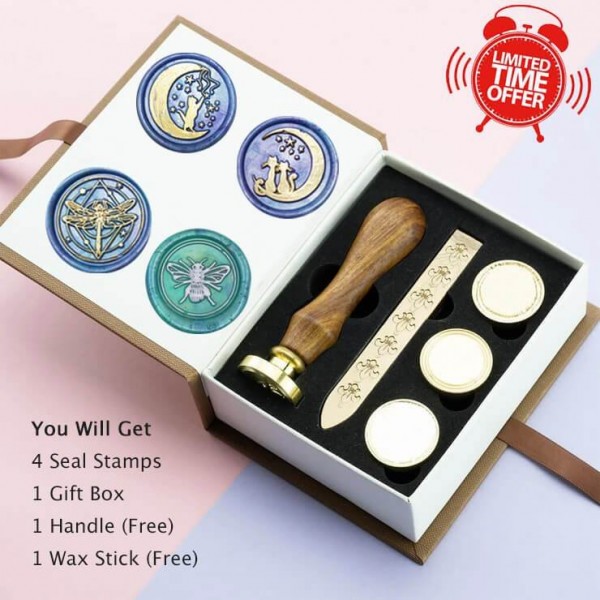 Wax Seal Stamp Set, 4 Pieces Sealing Wax Stamps - Animals
